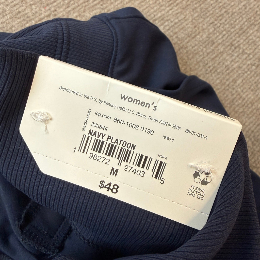 MSRP $48 Stylus Womens M Navy Platoon Tapered High Rise Pull-On Pants