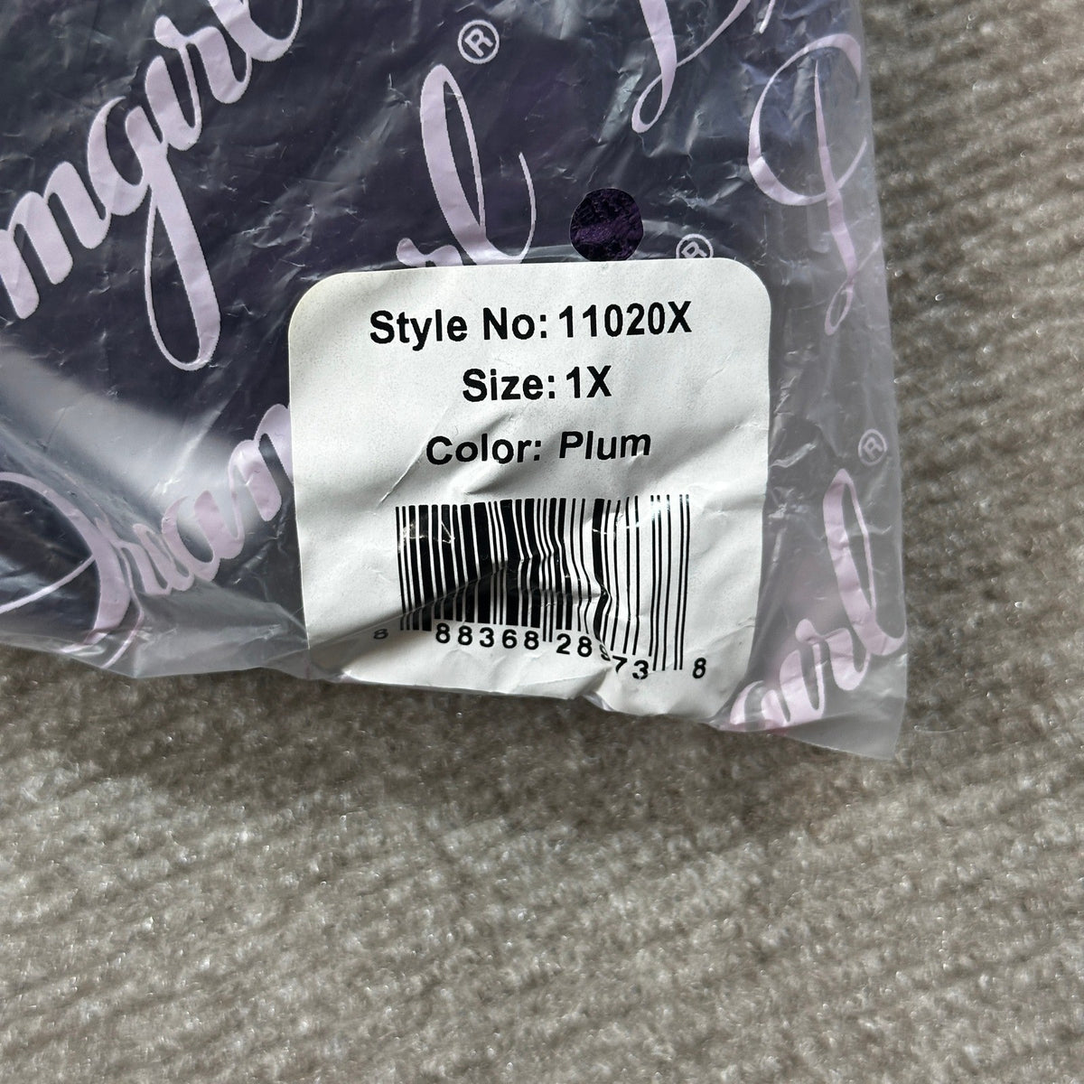 NWT Dreamgirl 11020X Womens 1X Plum Stretch Mesh and Lace Babydoll w/ G-String