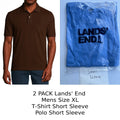 2 Pack Lands' End Mens XL Short Sleeve - Rich Coffee Polo & Chicory Blue T-Shirt