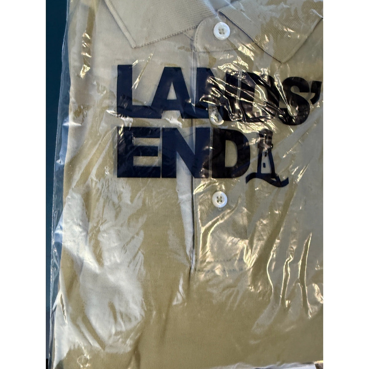 2 Pack Lands' End Mens M Polo Simple Olive LS & Deep Sea Navy Tropic Palm SS