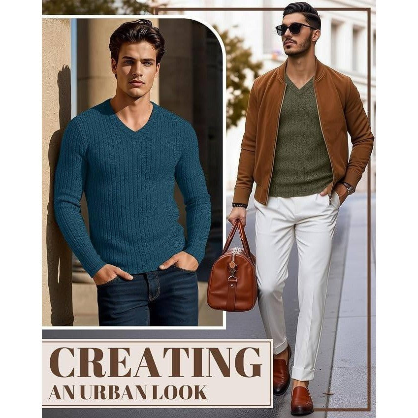 MSRP $56 JoyMotion 3 Pack Men's L Ribbed V Neck Long Sleeve Thermal Shirts Sli