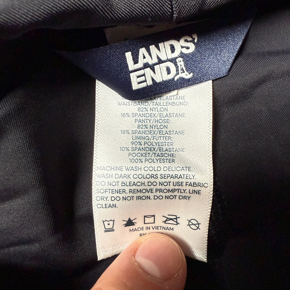 Lands' End Womens 14,18W LONG Swim Skirt Swim Bottoms Comfort Waist Skort Black