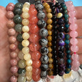 Set of 10 Natural Gemstone Round Beads Strands 15" Sizes 6,8,10 mm 14oz №B12
