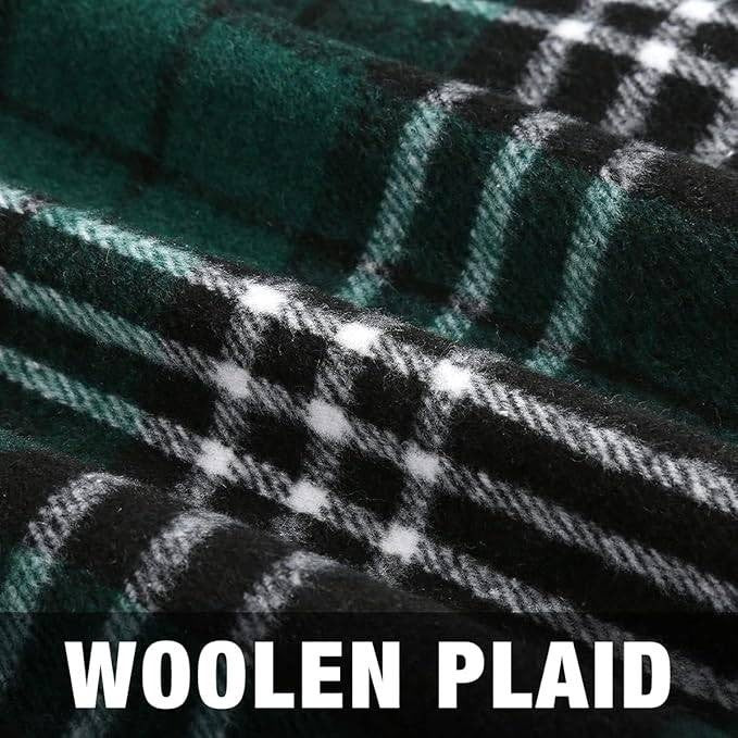 Women's Green Plaid XS Mini Skirts High Waisted Fall Winter Wool Bodycon Pencil