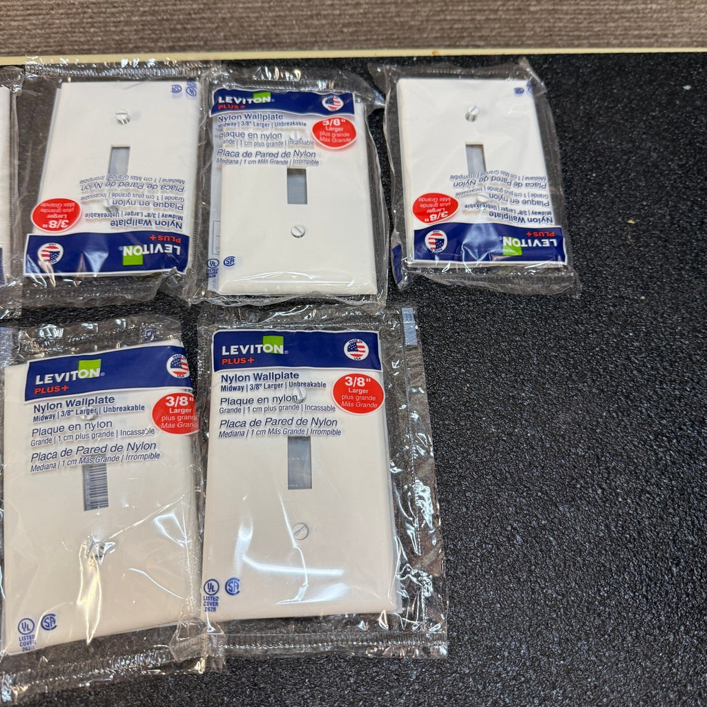 Set of 9 Leviton R52-PJ1-W 1-Gang Toggle Nylon Wallplate, White