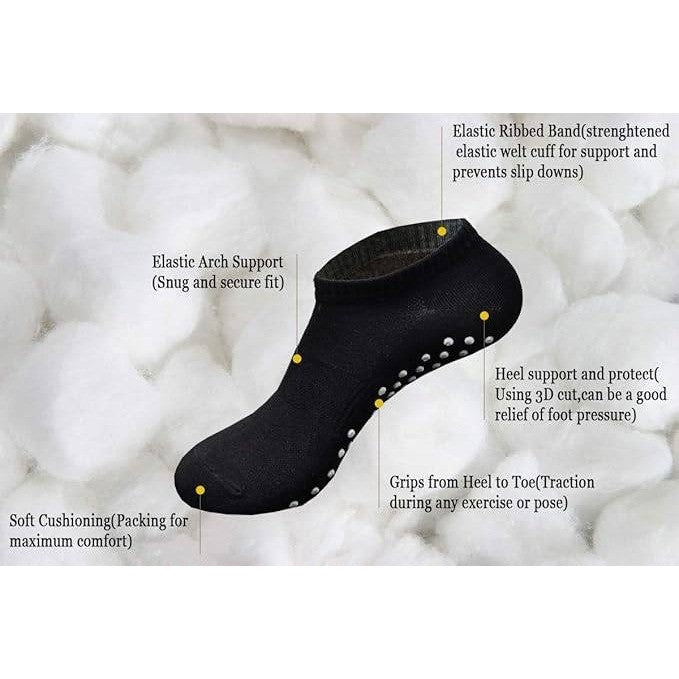 MSRP $20 DIBAOLONG Womens & Mens 3 Pairs 9.5-13 Black Low Cut Socks w/ Grips