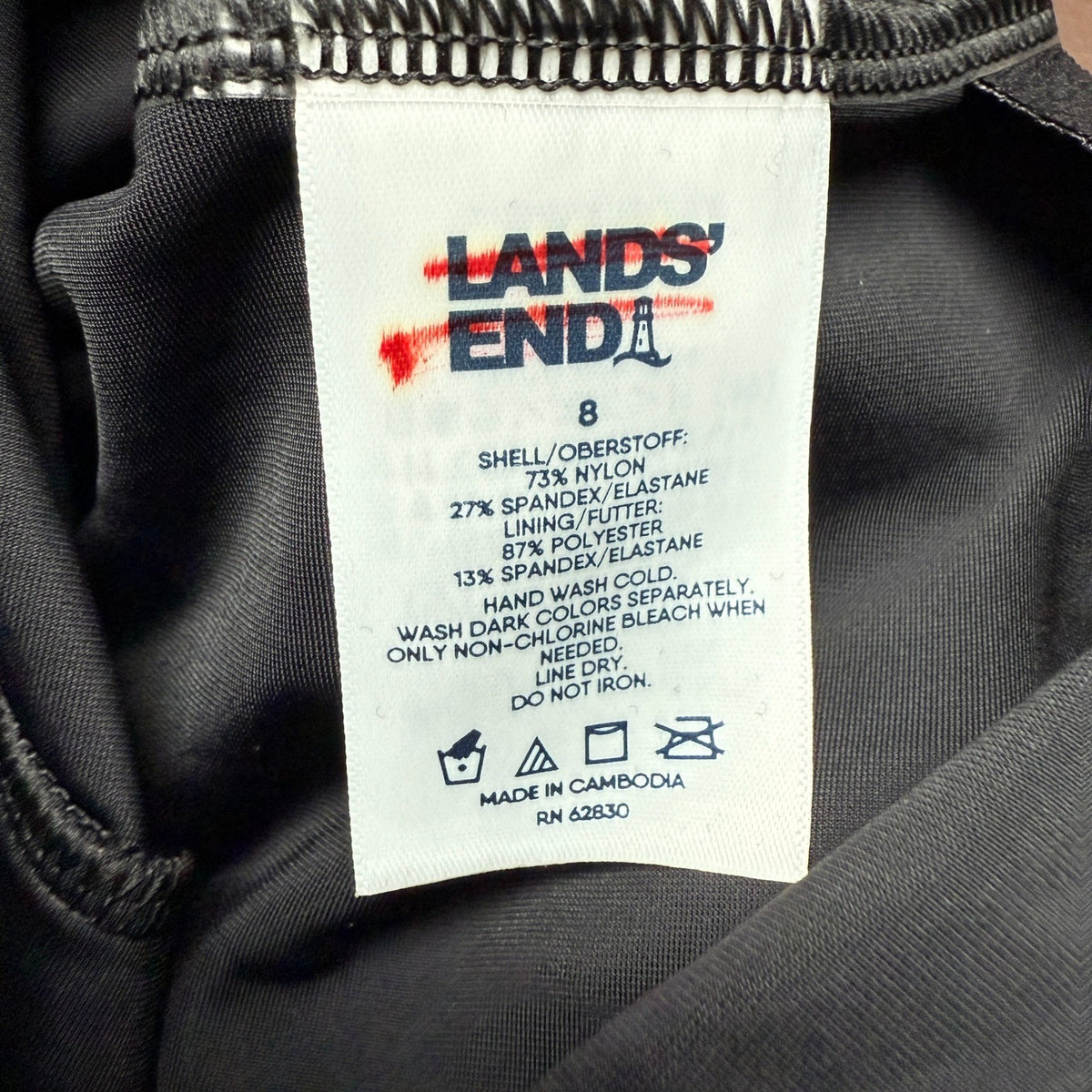 Lands' End Women's 8 Black One Piece Swimsuit Built In Soft Cups