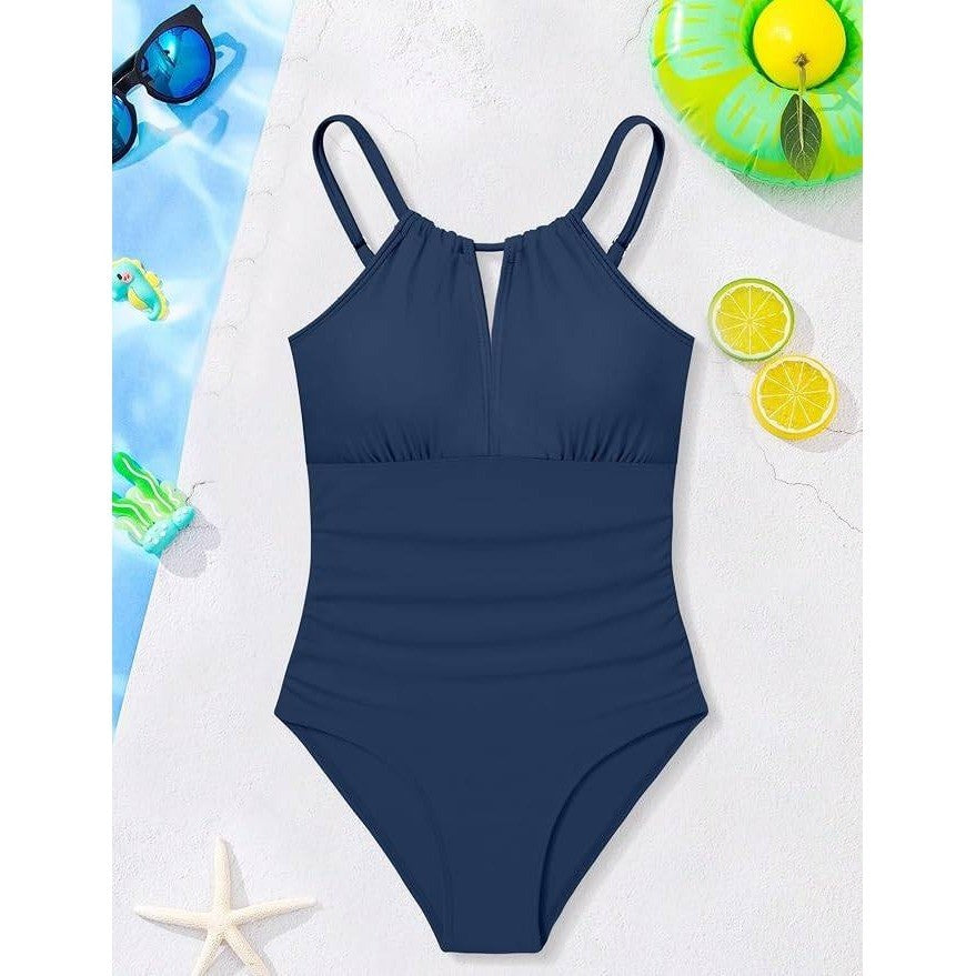 MSRP $25 TyeSmo Teen Girls 15-16Y Swimsuit One Piece Solid Modest Adjustable St