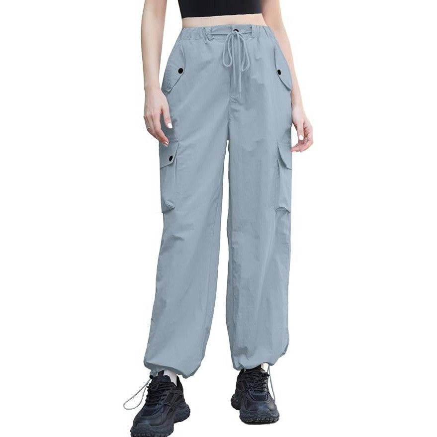 MSRP $39 Cromoncent Women's L High Waist Parachute Pants Y2K Cargo Trousers