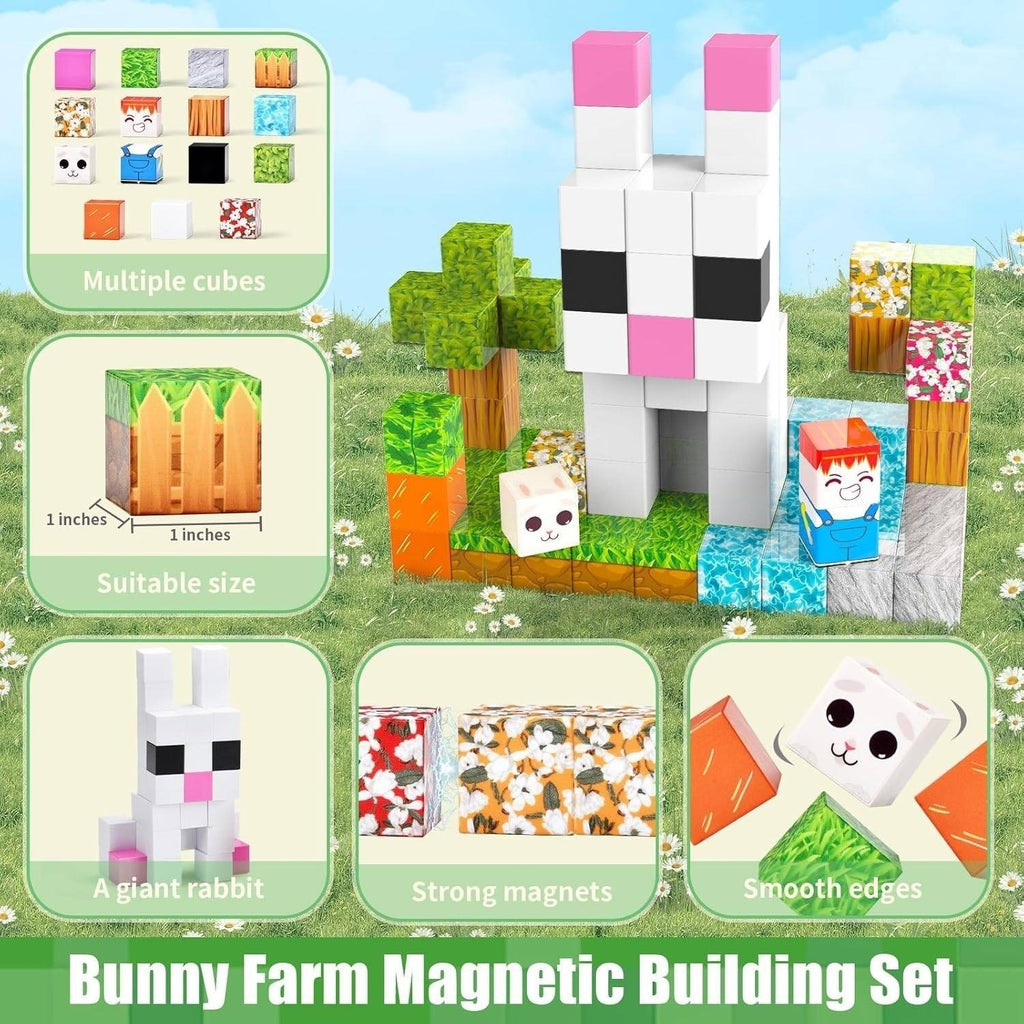 PBKCQ Animal Forest 132PCS Magnetic Building Blocks Toddler Toys,Build Forest W