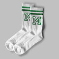 Striped Socks with the Letter 'M' in Green Initial Socks, St. Patricks Day Sock
