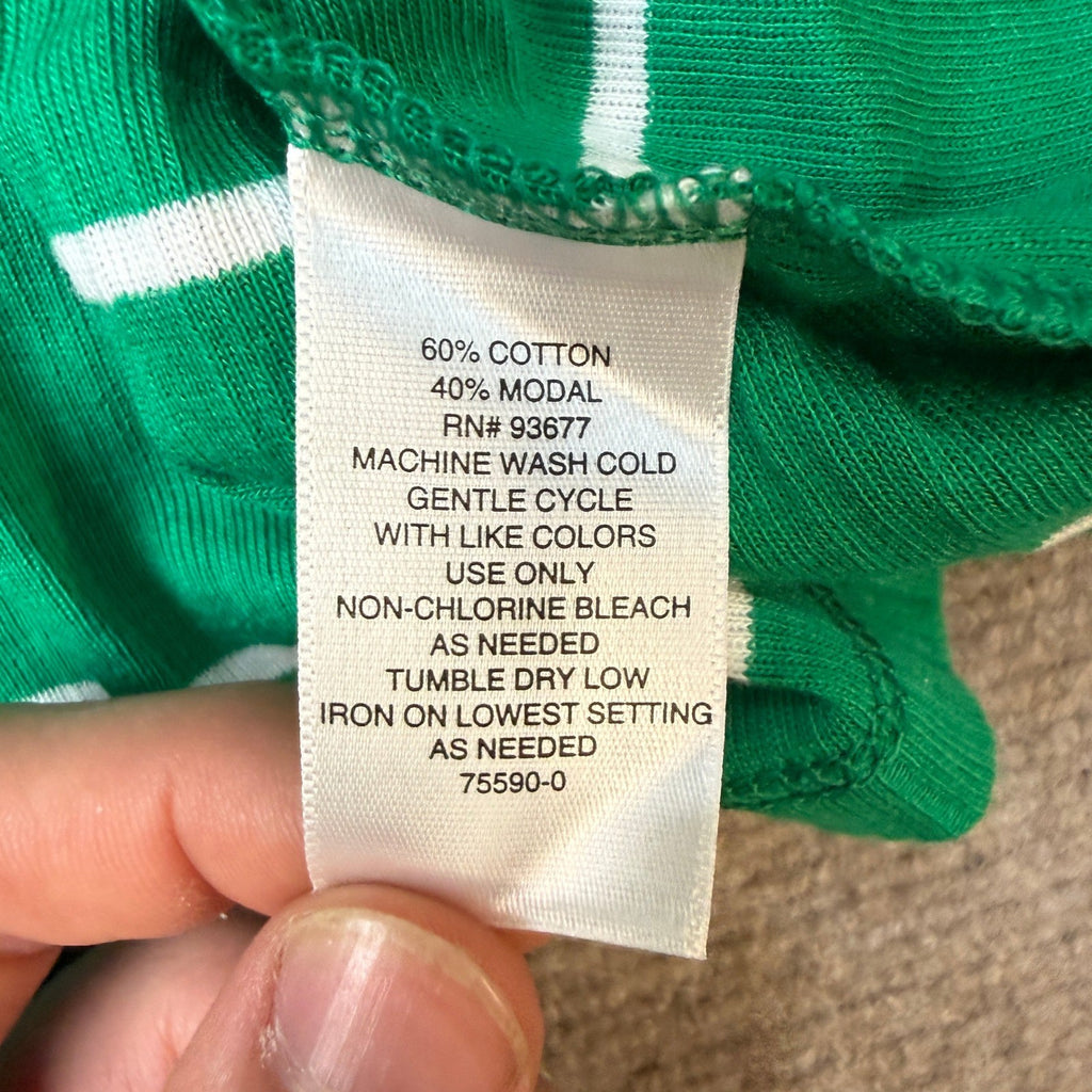NWT Liz Claiborne Womens 1X Hyper Green Stripe Short Sleeve T-Shirt Round Neck