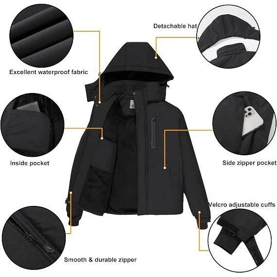 MSRP $65 CAMEL CROWN Men's XXL Black Mountain Snow Waterproof Ski Jacket