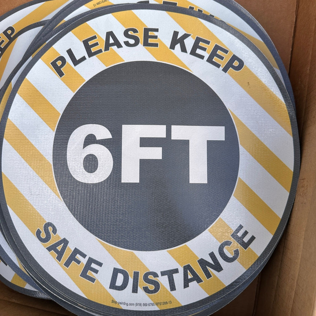 Lot of 5 Keep 6FT Safe Distance Sign 13" Round Rubber Floor Decal RFS1288-13
