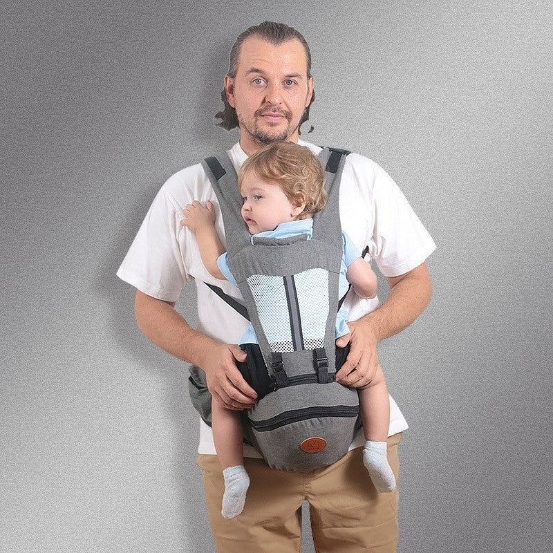 Ergonomic Dark Gray Baby Carrier for Newborn to Toddler with Waist Stool Diaper