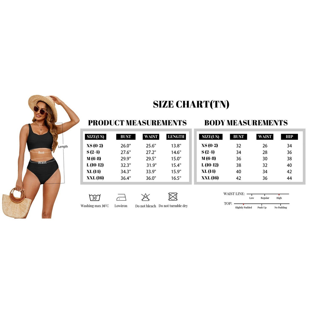 MSRP $38 VIMPUNEC Women's Black M High Waisted Bikini Sets Two Piece Tummy C