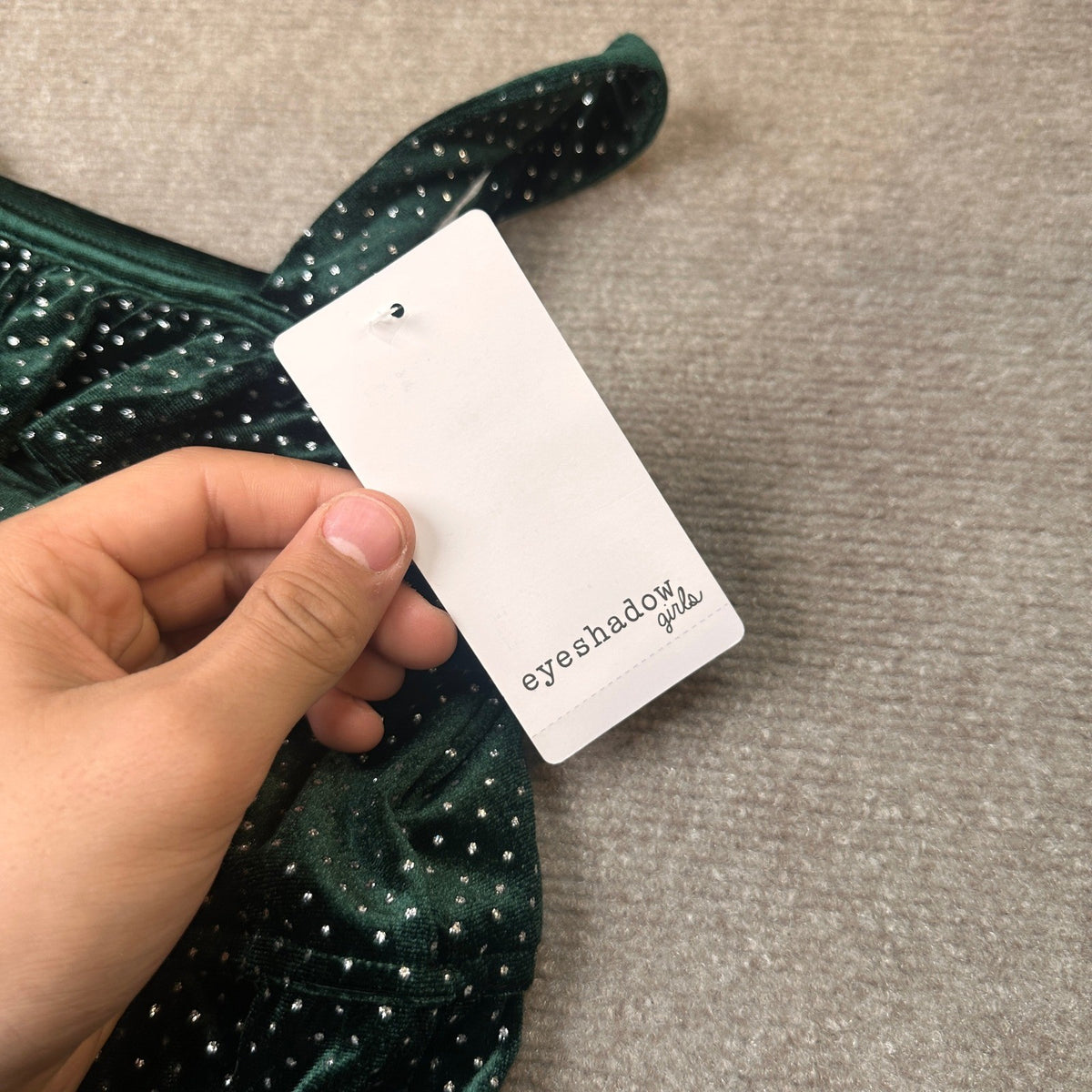 MSRP $60 Kohl's Eyeshadow Girls XL (16) Green Silver Glitter Dot Velvet Jumpsuit