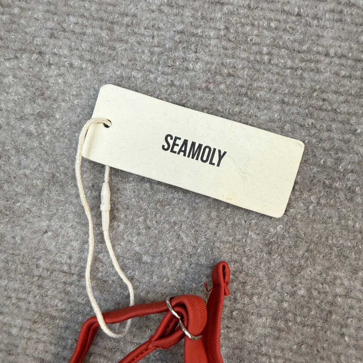 MSRP $46 seamoly Women's XS Red Bikini Set Ribbed Beaded Adjustable Spaghetti