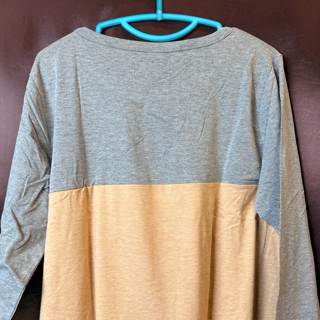 DOLNINE Womens Plus Size 14W Knotted Top Long Sleeve T-Shirt Loose Casual Blouse