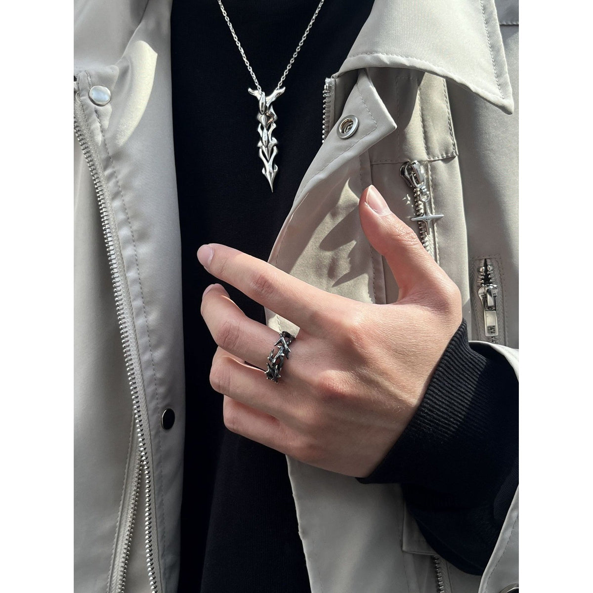 Jesus Crown of Thorns Ring Men's Women's Punk Gothic Stainless Steel Size 9
