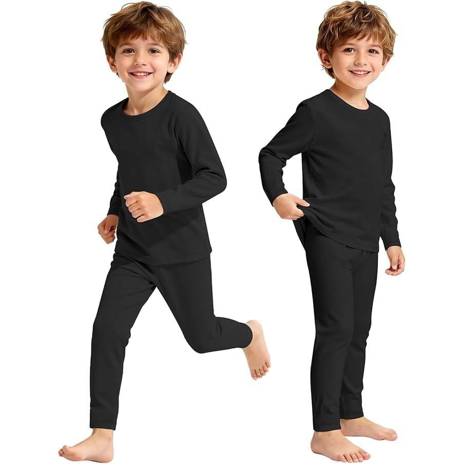 Set of 2 MSRP $31 American Trends L (3-4T) Black Thermal Underwear for Unisex K