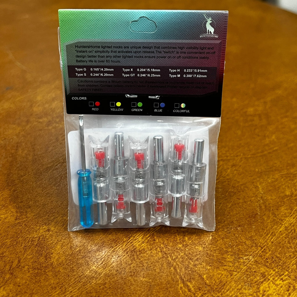 Pack of 6 LED Lighted Nocks for Crossbow Bolts 0.300"/ 7.62mm w/ Tool