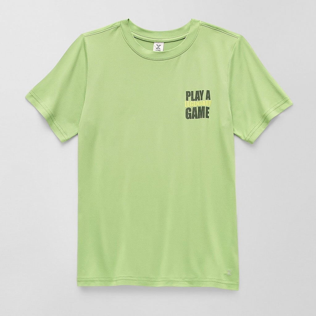 MSRP $16 Xersion Kid Boys L 14/16 Fair Green Short Sleeve Active T-Shirt Crew