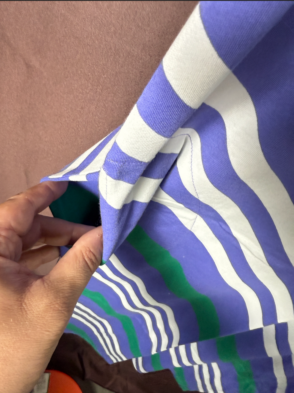 Lands' End Women's M LONG Purple Diagonal Stripe Cotton Sleeveless Maxi Dress Po