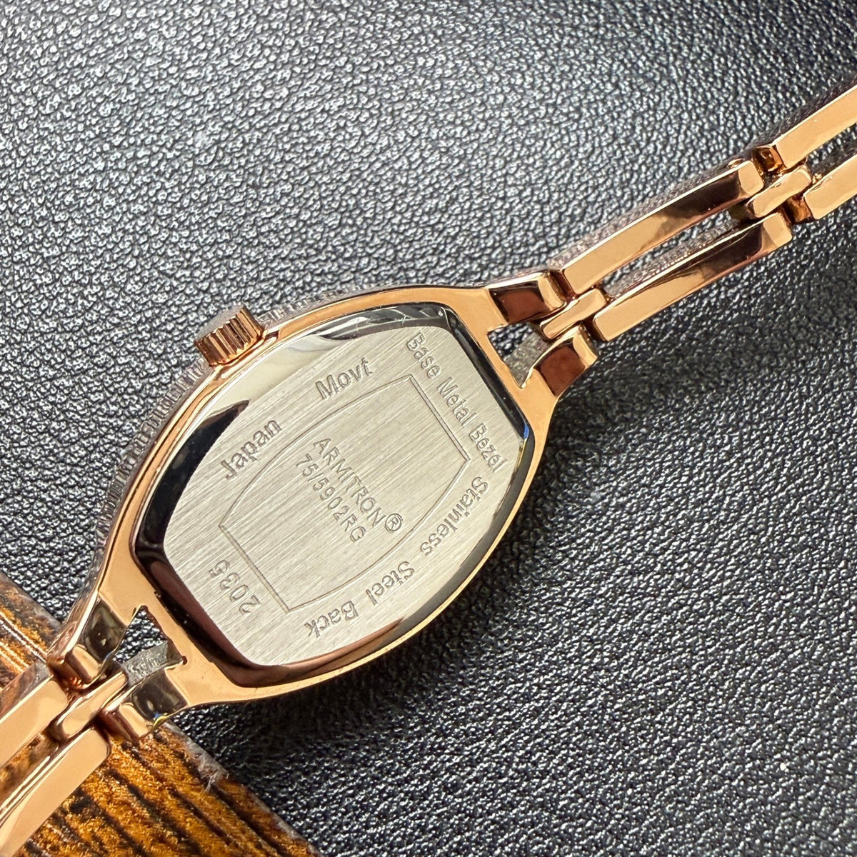 MSRP $75 Armitron Womens 75/5902RG Rose Gold Crystal Accented Watch New Battery