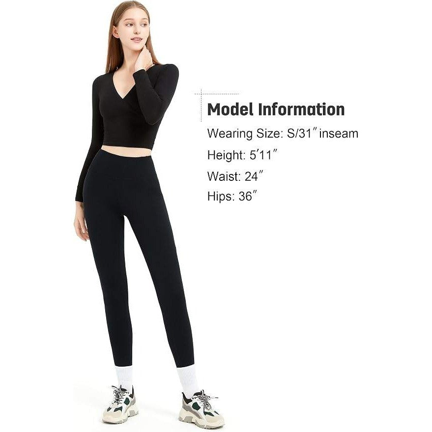 MSRP $45 SEVEGO Women's XL 34" Fleece Lined Yoga Leggings Thermal Warm Winter