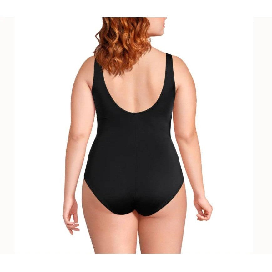 Lands' End Women's 8 Black One Piece Swimsuit Built In Soft Cups
