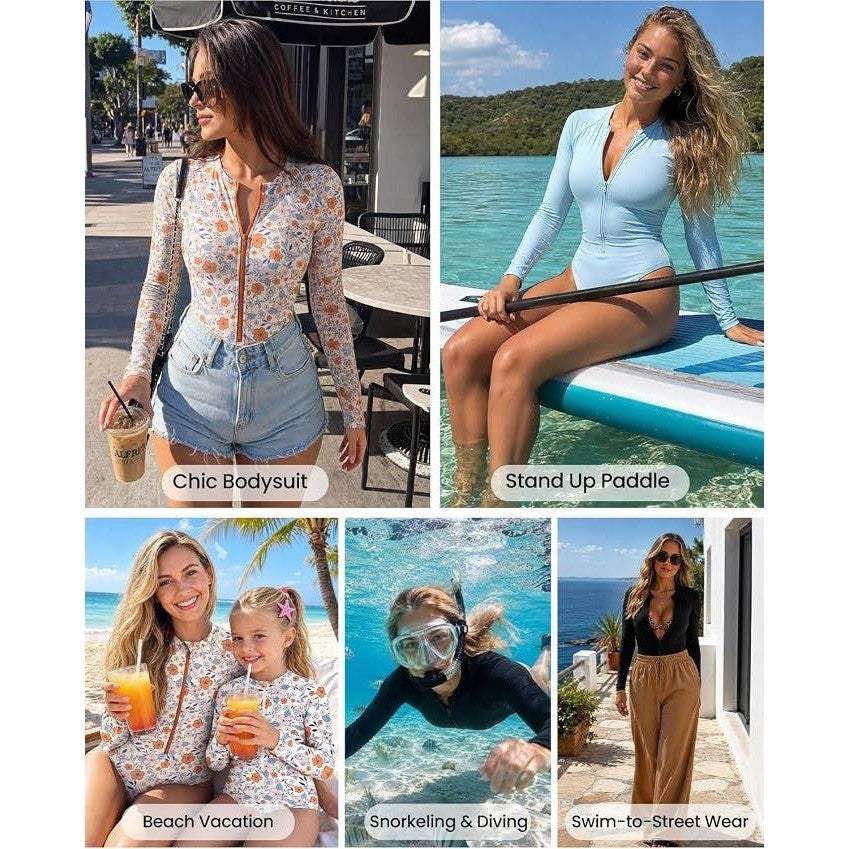 MSRP $38 Century Star Women's XL Long Sleeve One Piece Swimsuit Rash Guard