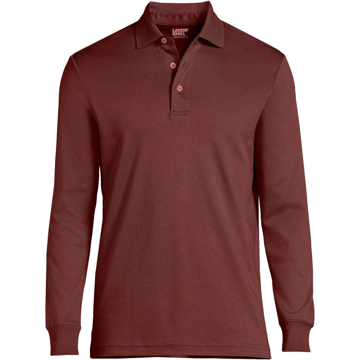 4 Pack Lands' End Mens L Polo - Simple Olive & Rust Red LS, Rich Coffee & Gold