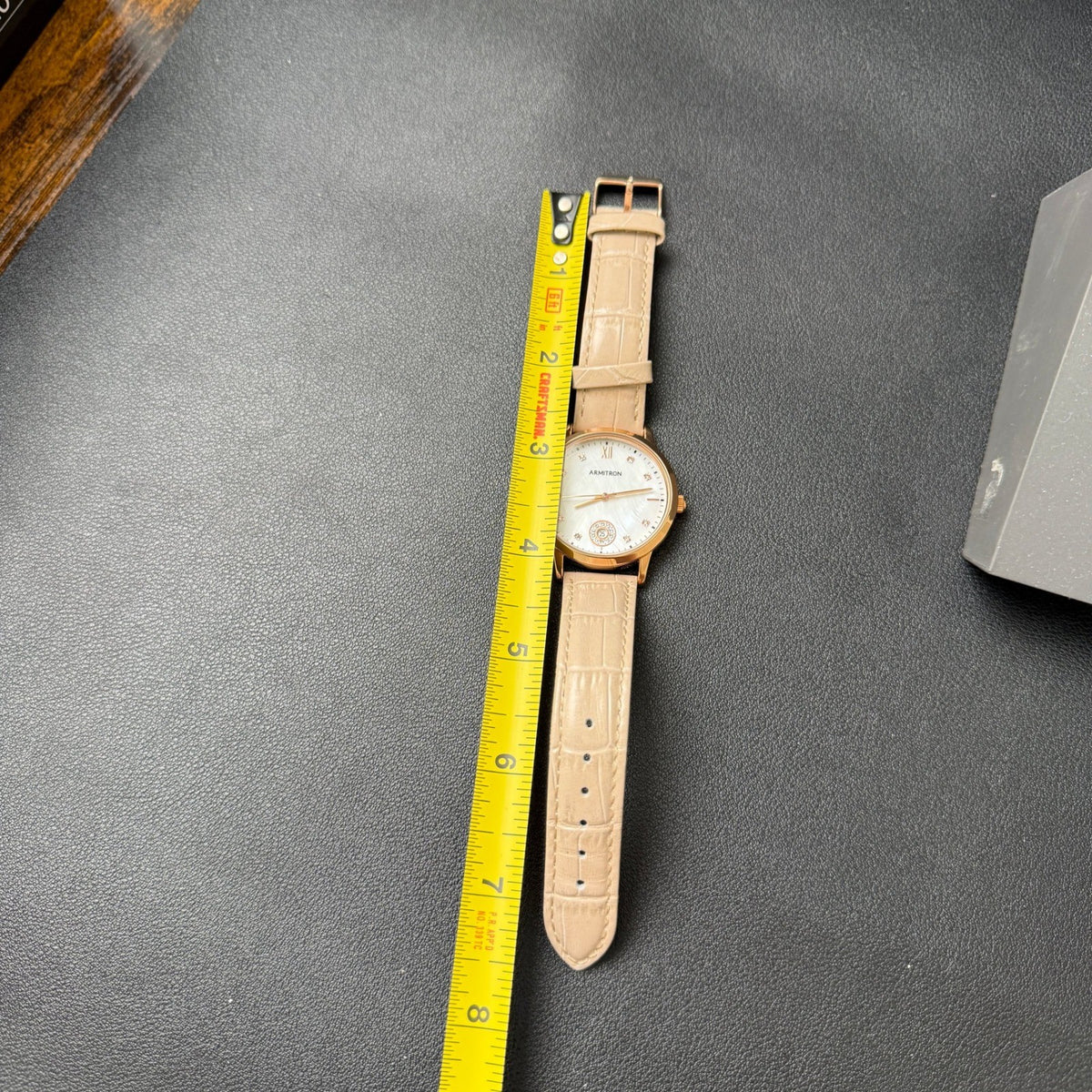 Armitron Womens 75/5834RG Rose Gold Tone Crystal Leather Strap Watch New Batter
