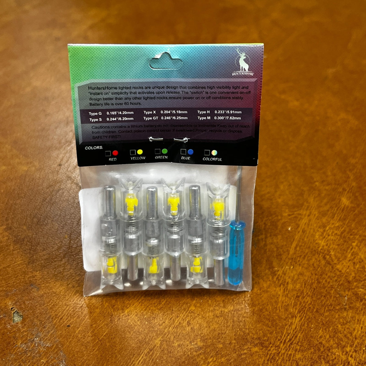 Pack of 6 LED Lighted Nocks for Crossbow Bolts 0.300"/ 7.62mm w/ Tool