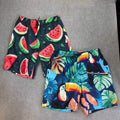 Set of 2 Men's XL Toucan Watermelon Swim Trunks Quick Dry Beach Shorts Mesh Lin