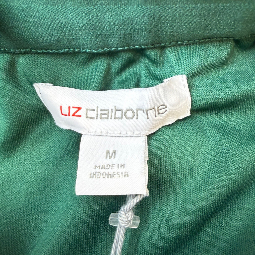 MSRP $64 Liz Claiborne Womens M Medieval Green Floral Pleated Midi Skirt Pull On