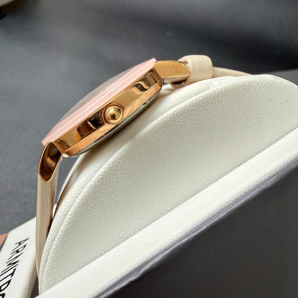 Armitron Women's 75/5739RG Rose Gold Tone Diamond Dial Leather Strap Watch Ne