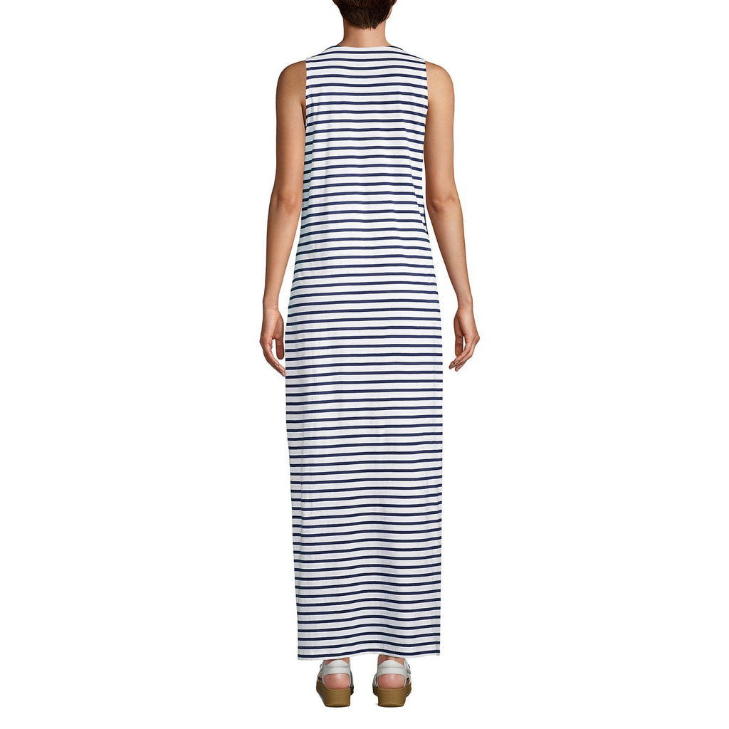 Lands' End Women's 2X, 2X LONG Swim Cover-up Sleeveless Maxi Dress Cotton Jersey