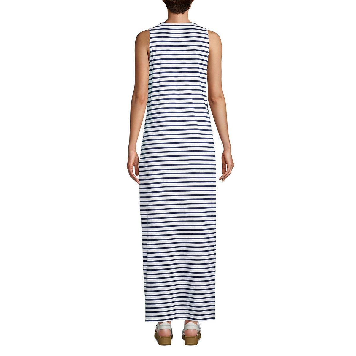 Lands' End Women's 2X, 2X LONG Swim Cover-up Sleeveless Maxi Dress Cotton Jersey