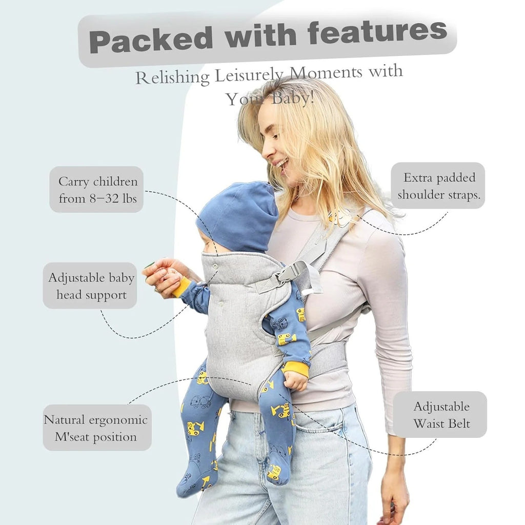 Ergonomic Baby Carrier for Newborn to Toddler 8-32 lbs, 4-in-1 Easy to Wear Ligh