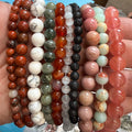 Set of 10 Natural Gemstone Round Beads Strands 15" Sizes 6,8,10 mm 14oz №B16