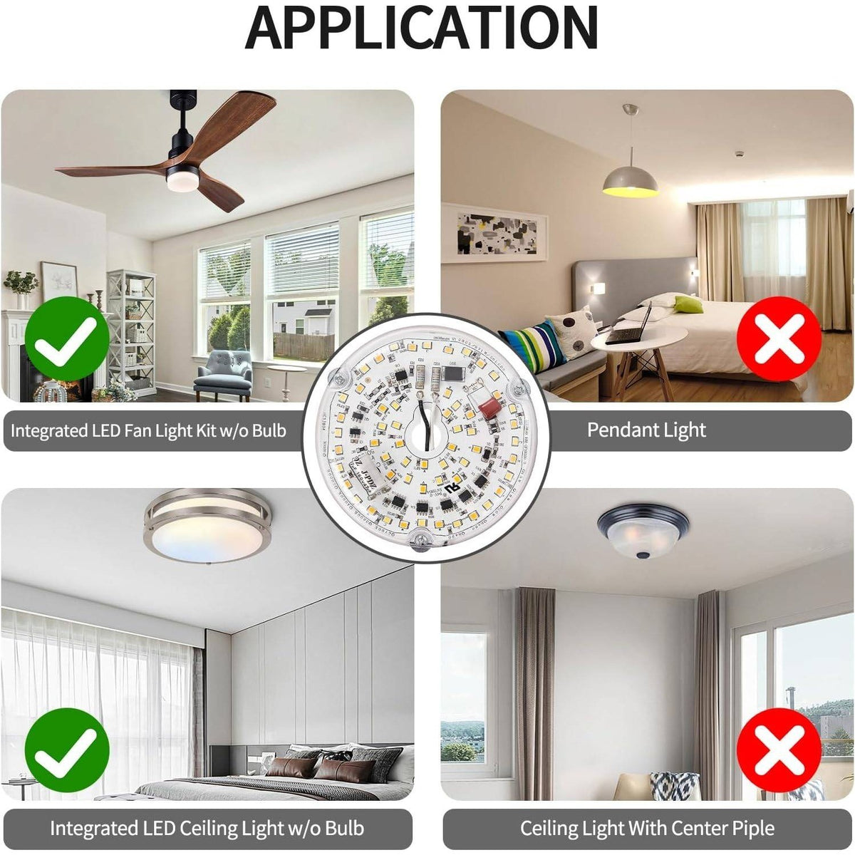 3.94" Ceiling Fan LED Light 18W 3 CCT Replacement Panel PCB Adjustable Color