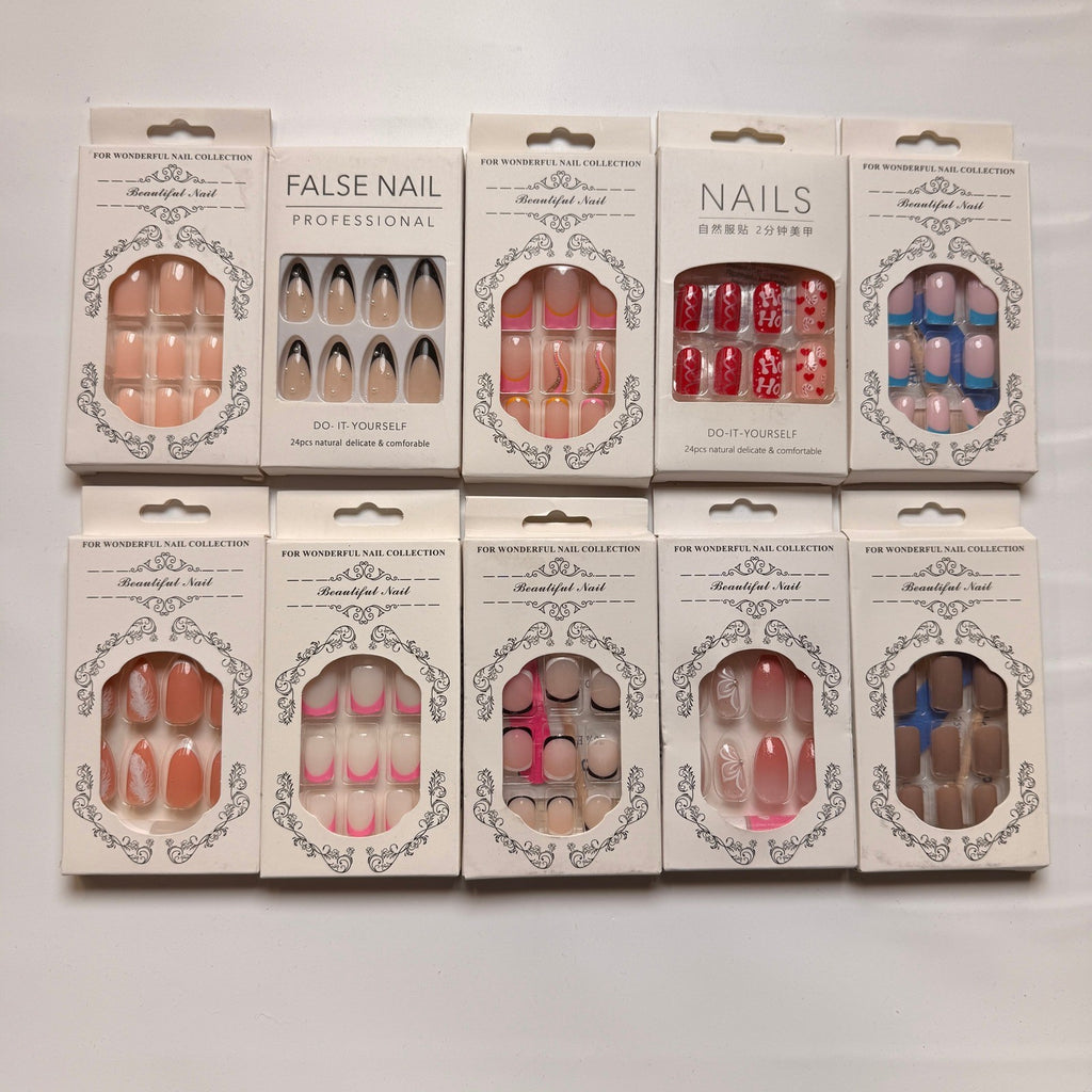 Lot of 10 Pack of 24 New False Press On Nails Assorted Designs and Colors №N38