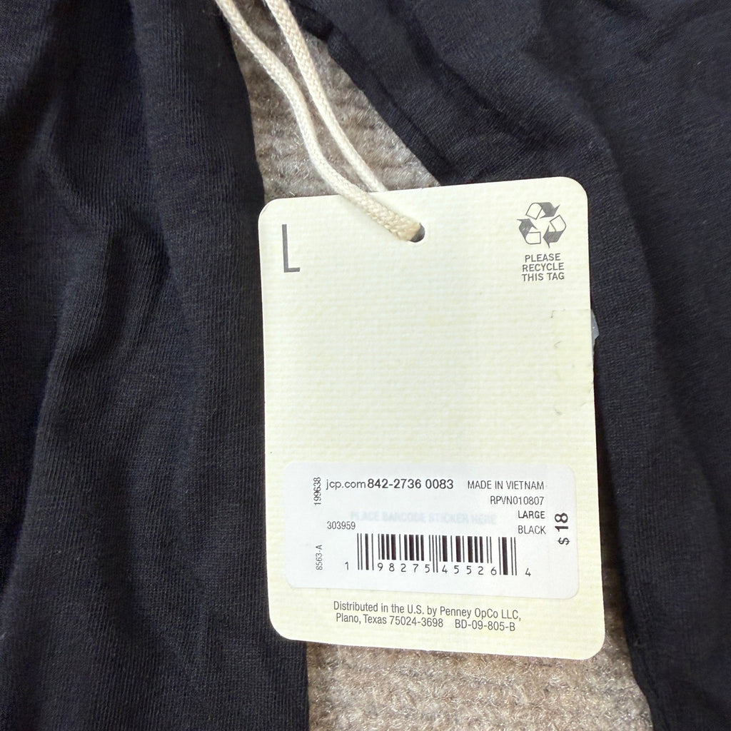 MSRP $18 A.N.A Womens L Black Crew Neck Long Sleeve T-Shirt