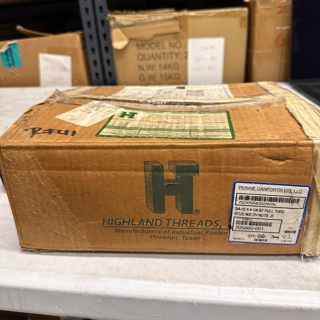 Pack of 42 Highland Threads 3/4-10 x 4-1/4 B7 Full Thread Stud w/ 2 2H Nuts Zinc