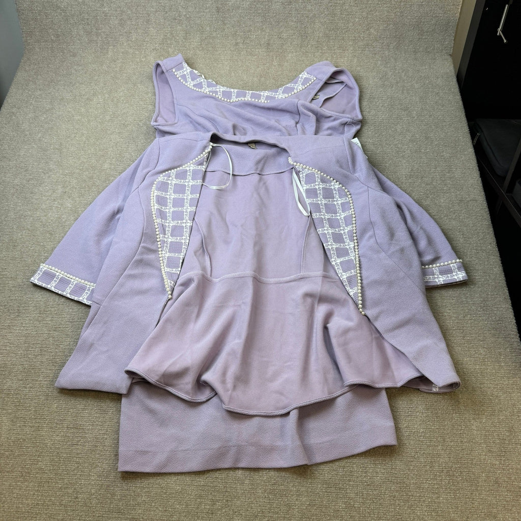 MSRP $94 Maya Brooke Womens 16 Lavender White 2 Piece Jacket Dress