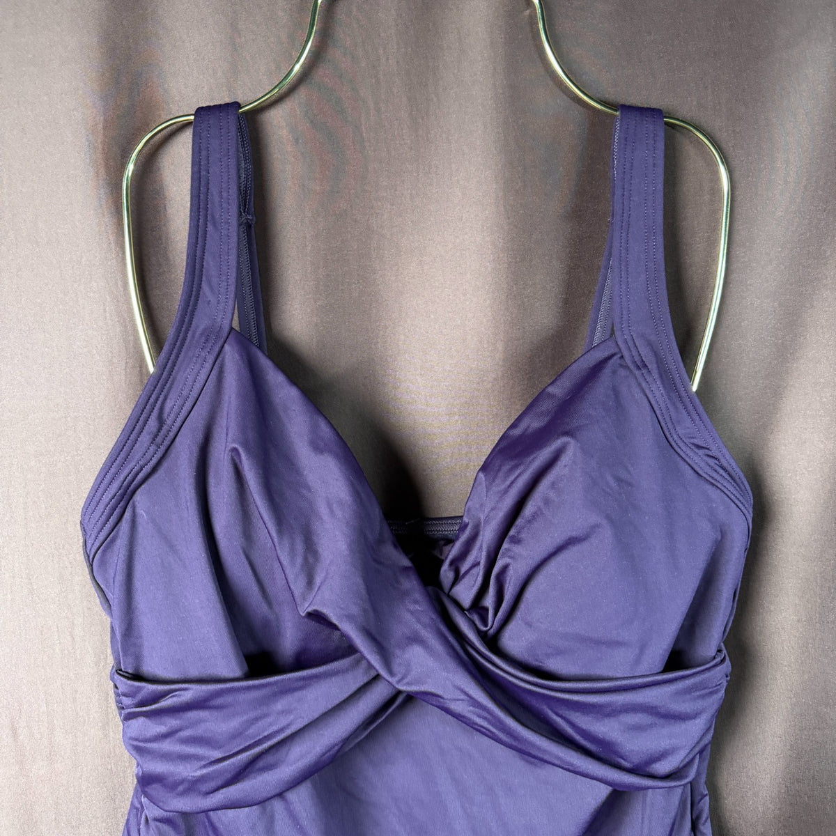 Lands' End Women's 4, 2-10 LONG Blackberry V-Neck Tankini Swimsuit Top Wrap