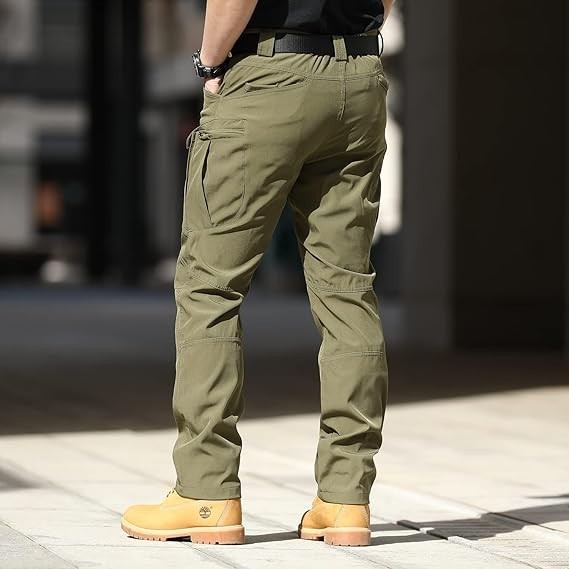 AUTIWITUA Mens Green S-XL Tactical Cargo Pants Water Resistant (NO BELT) Ripstop