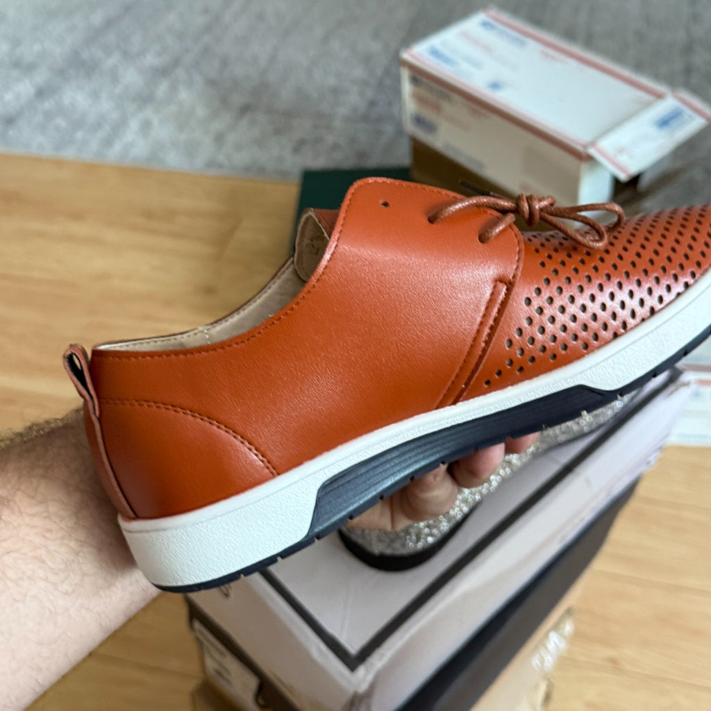 Santimon Men's US 8, 11 Brown Casual Derby Shoes Breathable Non Slip Sneakers